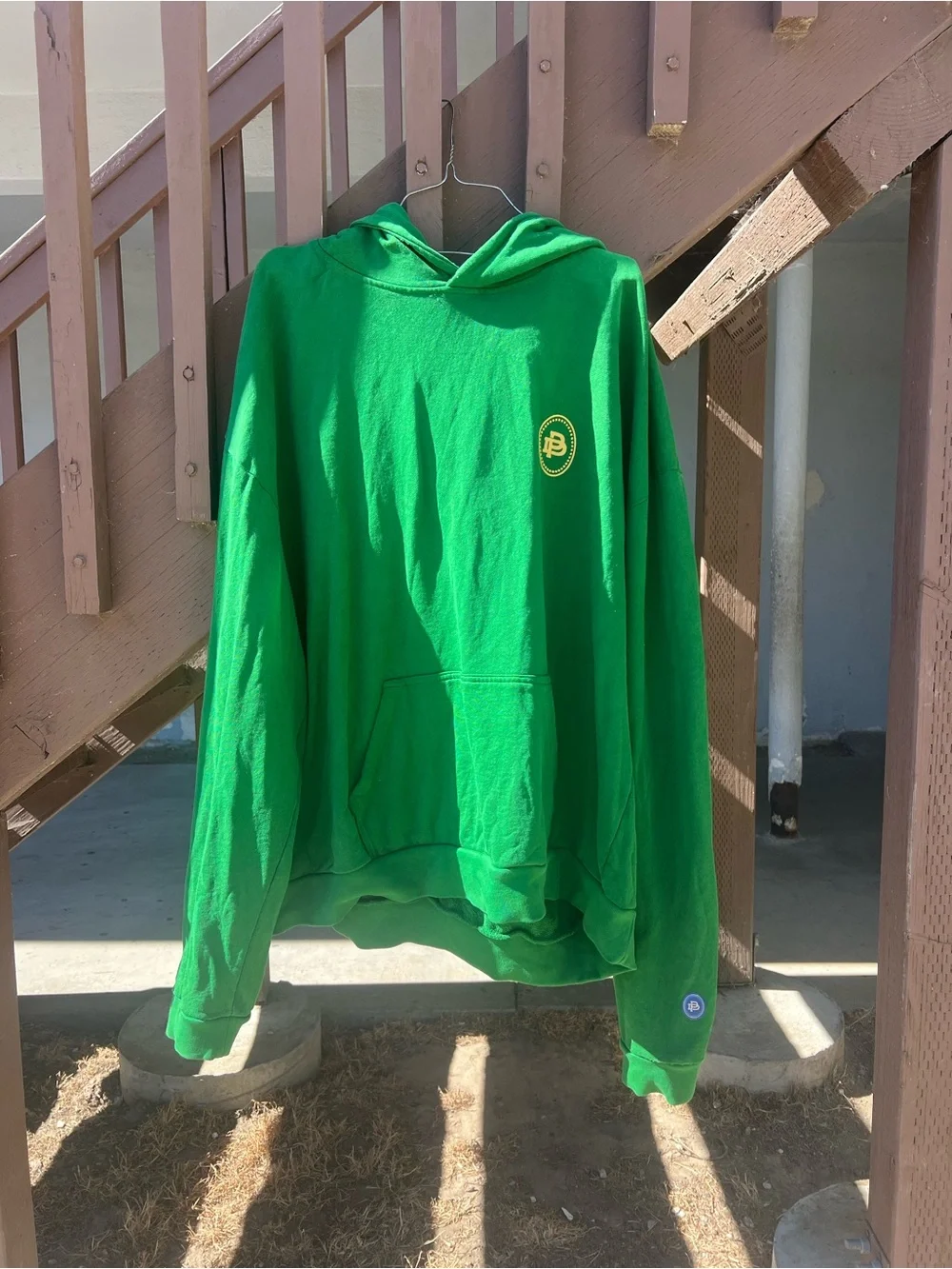 Green V-Neck Sweater with Palm Graphic